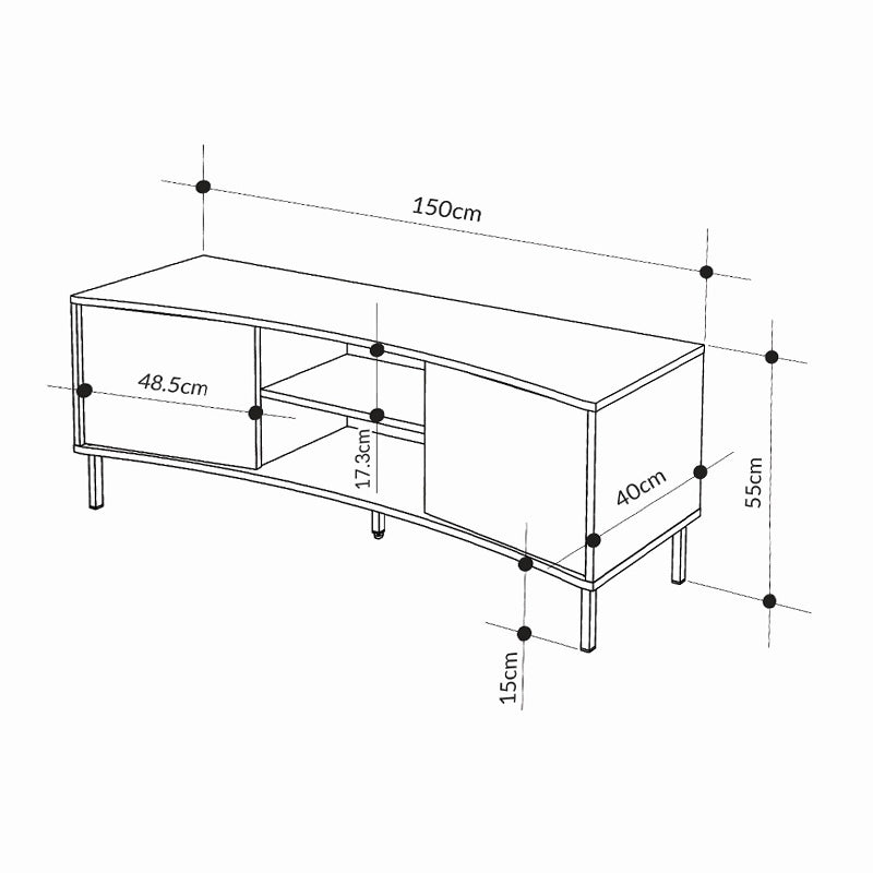 Frem мебел за телевизор от меламин в цвят пепелено зелено 150x40x55cm.