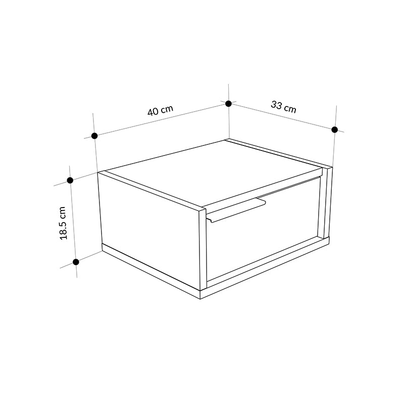 Eco стенна нощна шкафче от меламин в цвят пясъчник - светъл дъб 40x33x18.5cm.