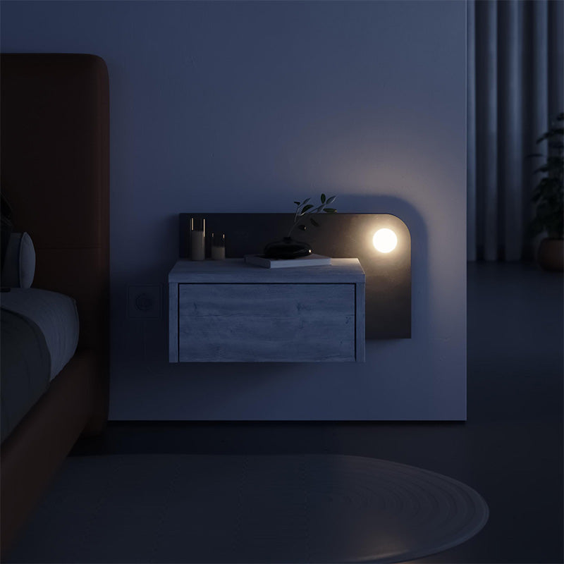 Dotta стенна нощна шкафче с LED светлина в цвят антично бяло - сиво ретро 52x33.6x28cm.