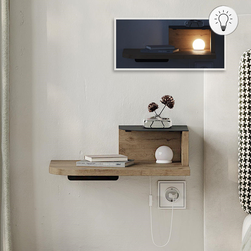 Luno стенен нощен шкаф с LED светлина в цвят sepet oak 40x30x16.2cm.