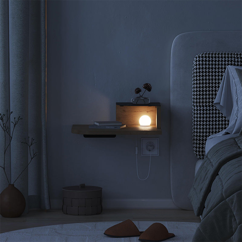 Luno стенен нощен шкаф с LED светлина в цвят sepet oak 40x30x16.2cm.
