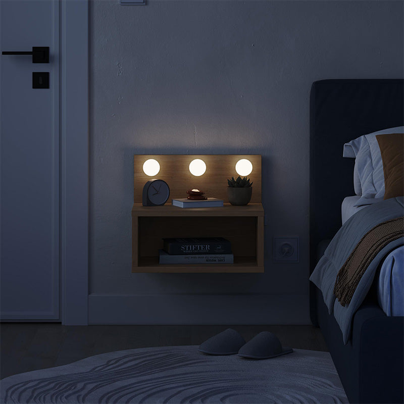 Treo стенна нощна шкафче с LED светлина в цвят сапфиров дъб 40x30x33.8cm.