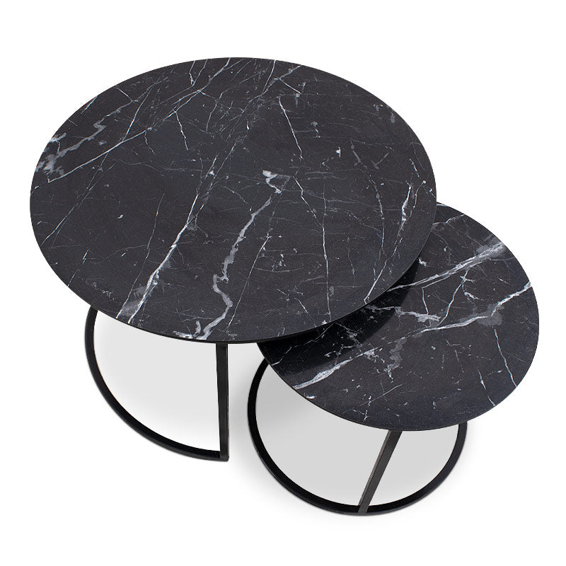 Gary Mdf/metallic холни маси в черен мраморен ефект 65x65x44cm