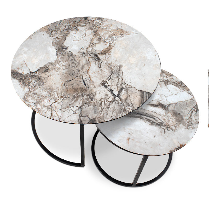 Gary Mdf/metallic холни маси в бежов мраморен ефект 65x65x44cm