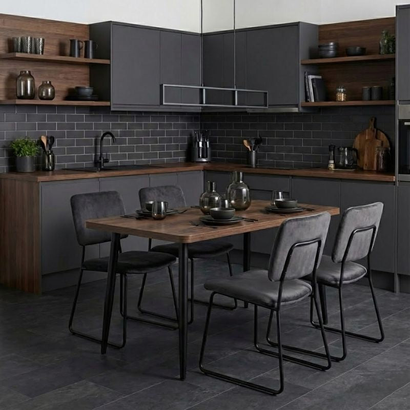 Levico Mdf/metallic маса в цвят опушен орех 130x75x75cm.