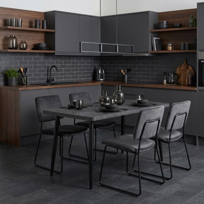 Levico Mdf/metallic маса в тъмносив бетонен цвят 130x75x75cm.