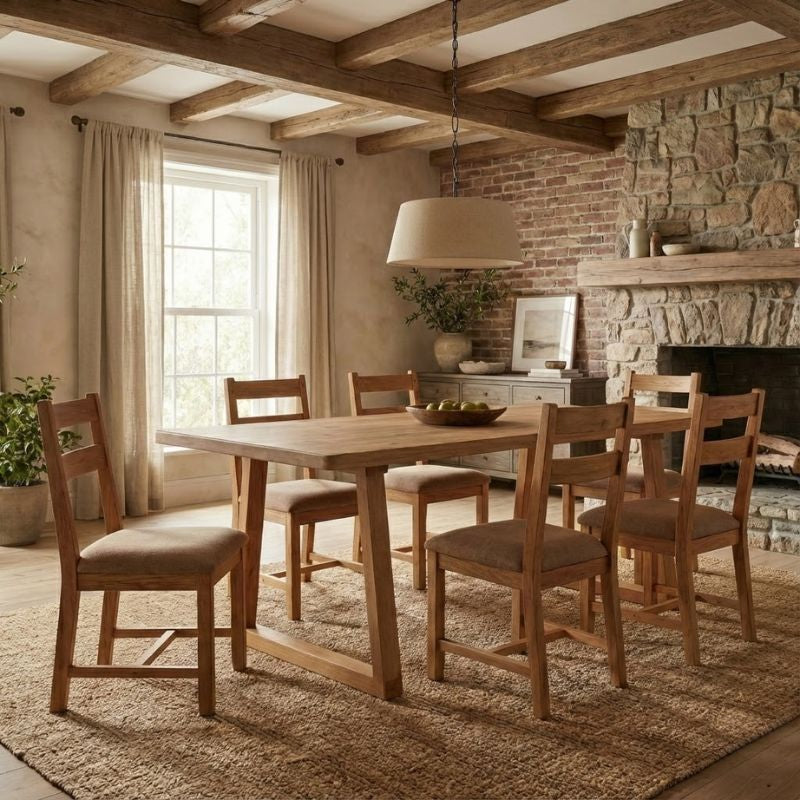 Liora MDF - дървена маса за хранене в акациев цвят 180x90x75cm.