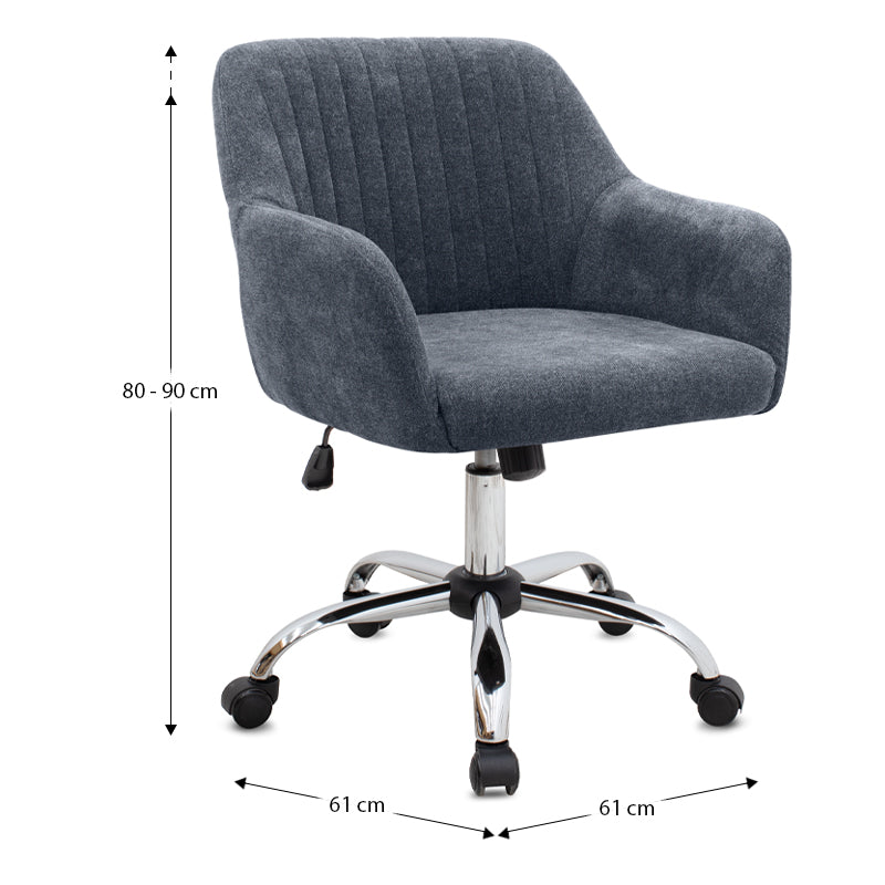 Офис стол Lana с ленена тъкан в антрацитен цвят 61x61x80/90cm.