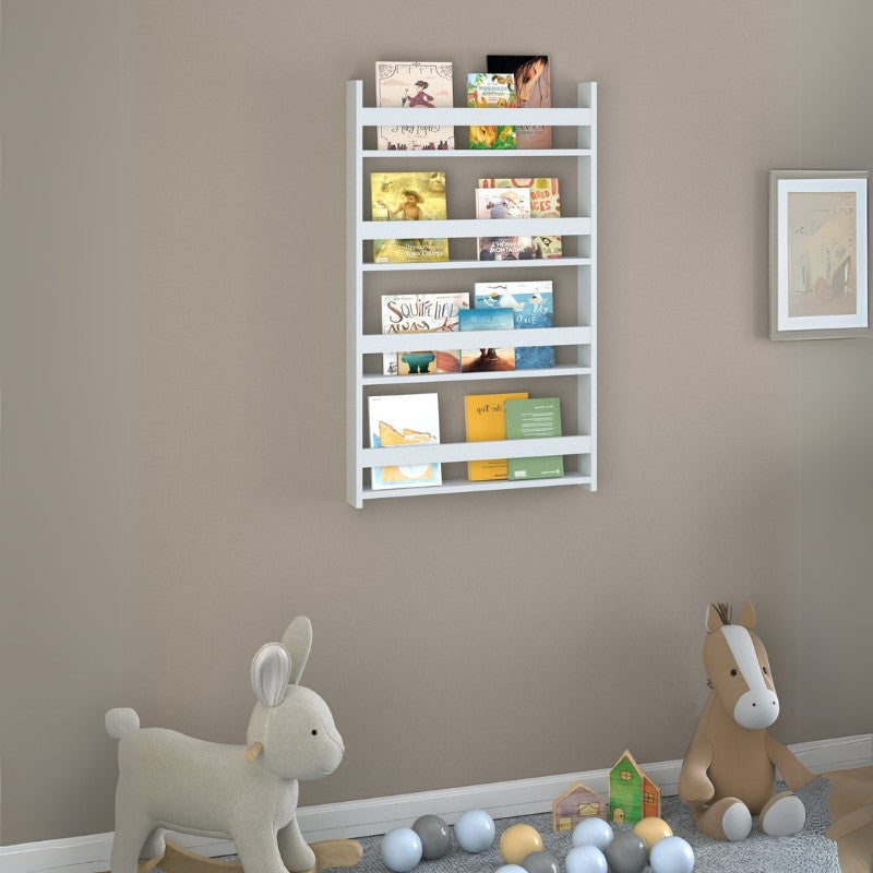 Montessori меламинова стена библиотека в бял цвят 74x10x120cm.