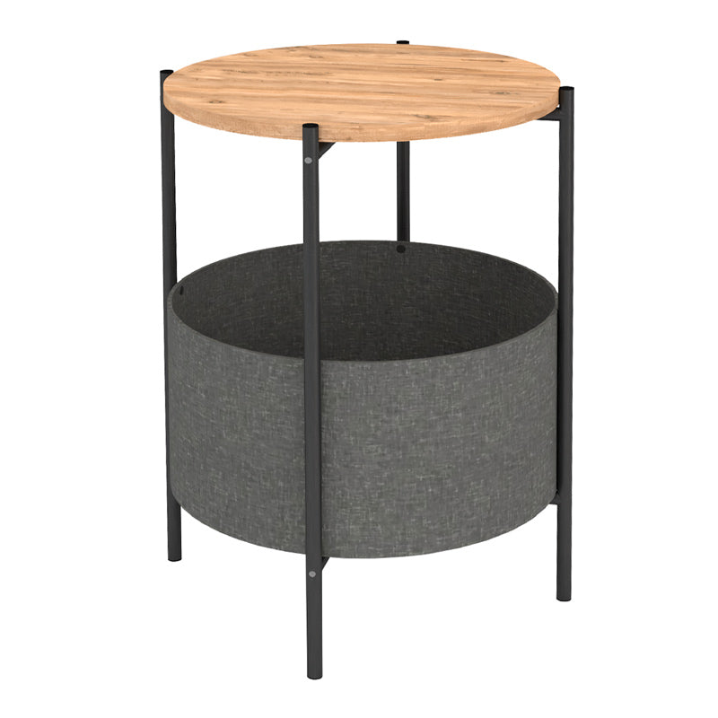 Kalid melamine- помощна масичка с плат от борова дъб - сив цвят 43x43x60cm.