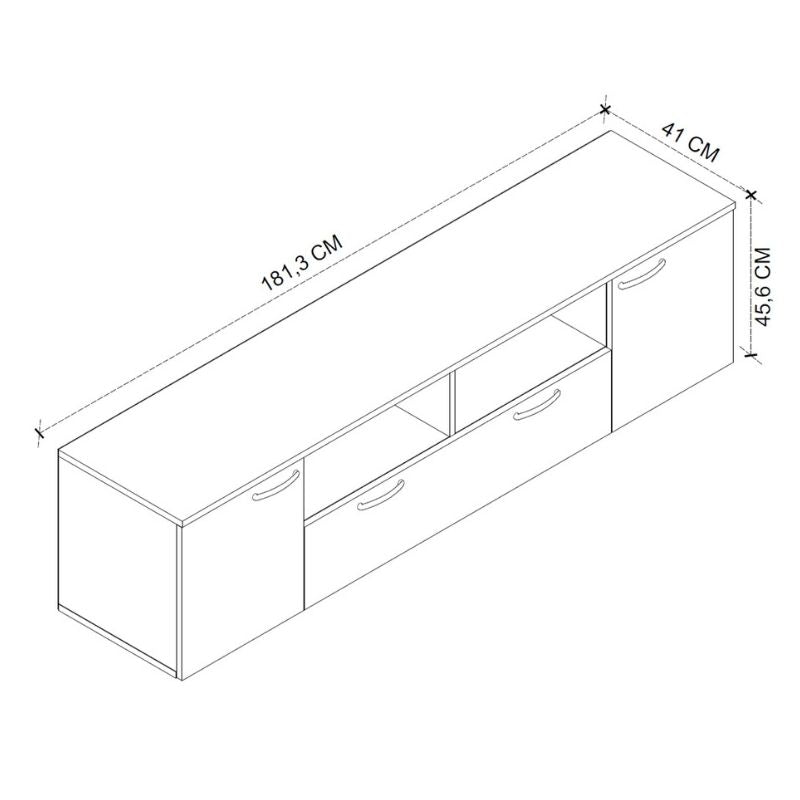 Girit мебели за телевизор от меламин в цвят орех - антрацит 181.3x41x46.2cm.