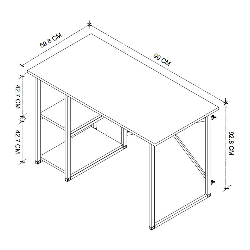Verno metal - меламиново бюро за учене в цвят бор дъб 90x59.8x92.8cm.