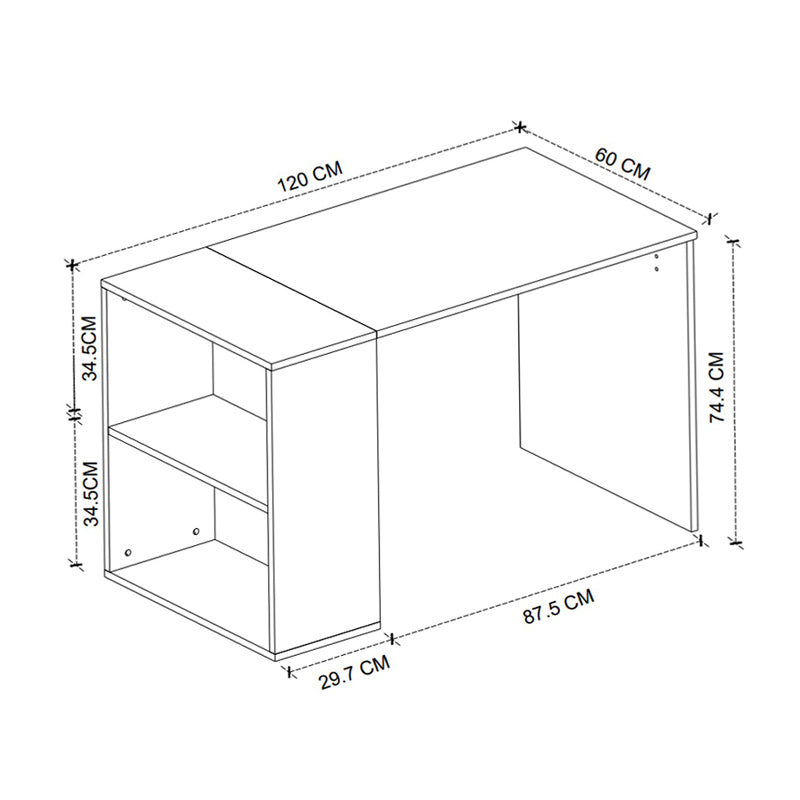 Smyrna меламиново работно бюро в бял цвят 120x60x74.4cm.