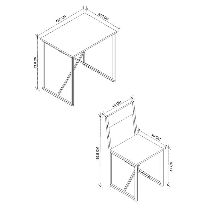 Майса меламин - метален кухненски комплект 3 части цвят pine oak 72,5x52,5x71,8см.