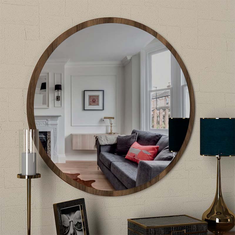 Glob Μegapap melamine mirror in walnut color 59x2x59cm.