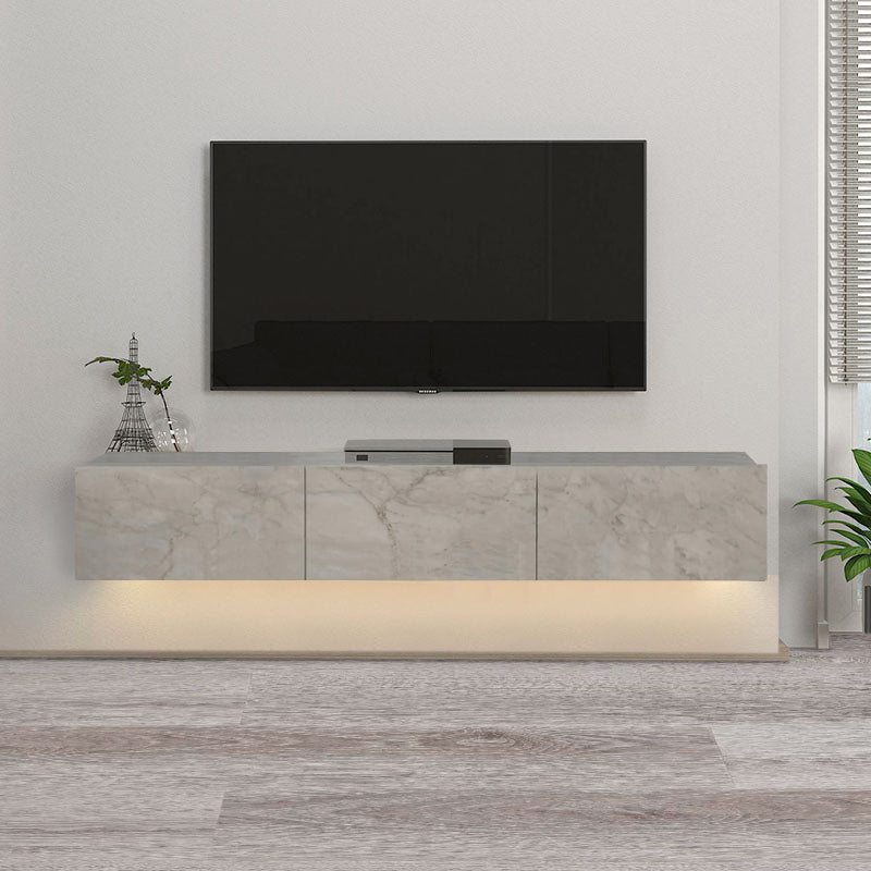 Стенно ТВ шкафче Damla меламин с LED осветление в цвят бял мраморен ефект 180x29.5x29.5cm.