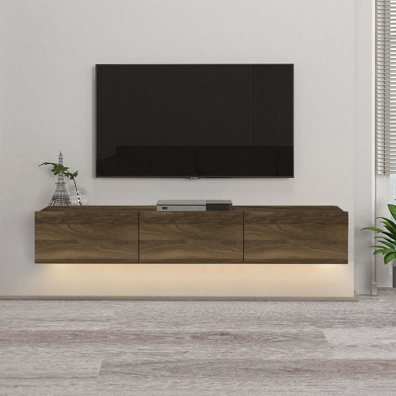 Меламинов стенен ТВ шкаф Damla с LED осветление в цвят орех 180x29.5x29.5cm.