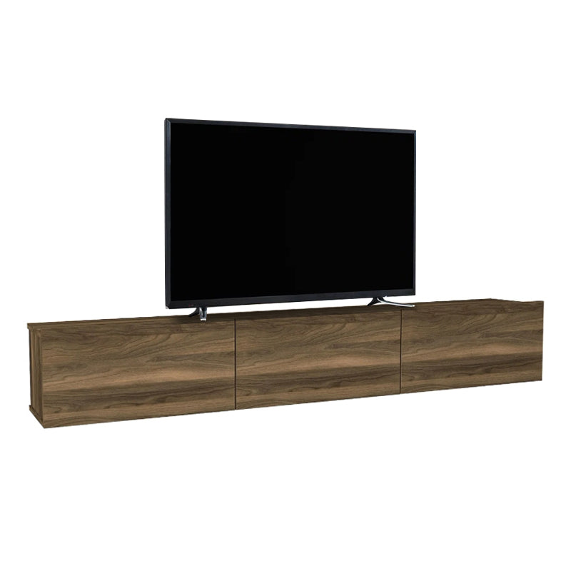 Меламинов стенен ТВ шкаф Damla с LED осветление в цвят орех 180x29.5x29.5cm.