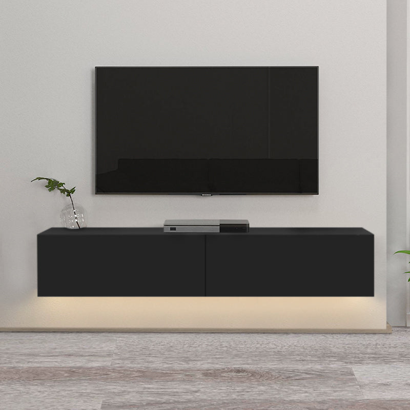 Aristo меламинов шкаф за стена за телевизор с LED осветление в черен цвят 135x31.6x25cm.