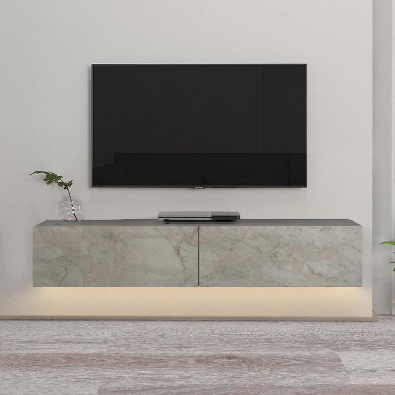 Меламинов стенен ТВ шкаф Aristo с LED осветление в бял мраморен ефект 135x31.6x25cm.
