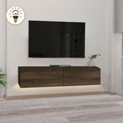 Стенно ТВ шкафче Aristo меламин с LED осветление в цвят орех 135x31.6x25cm.