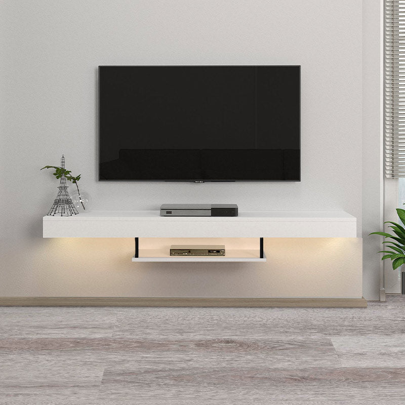 Albares меламинов стенен шкаф за телевизор с LED осветление в бял цвят 150x29.6x22cm.