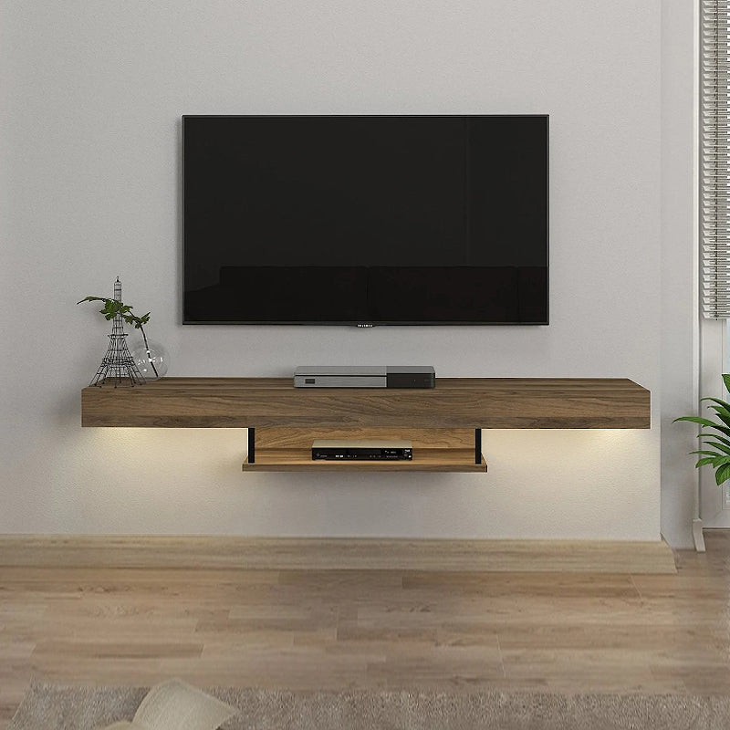 Стенно ТВ шкафче Albares меламин с LED осветление в цвят орех 150x29.6x22cm.