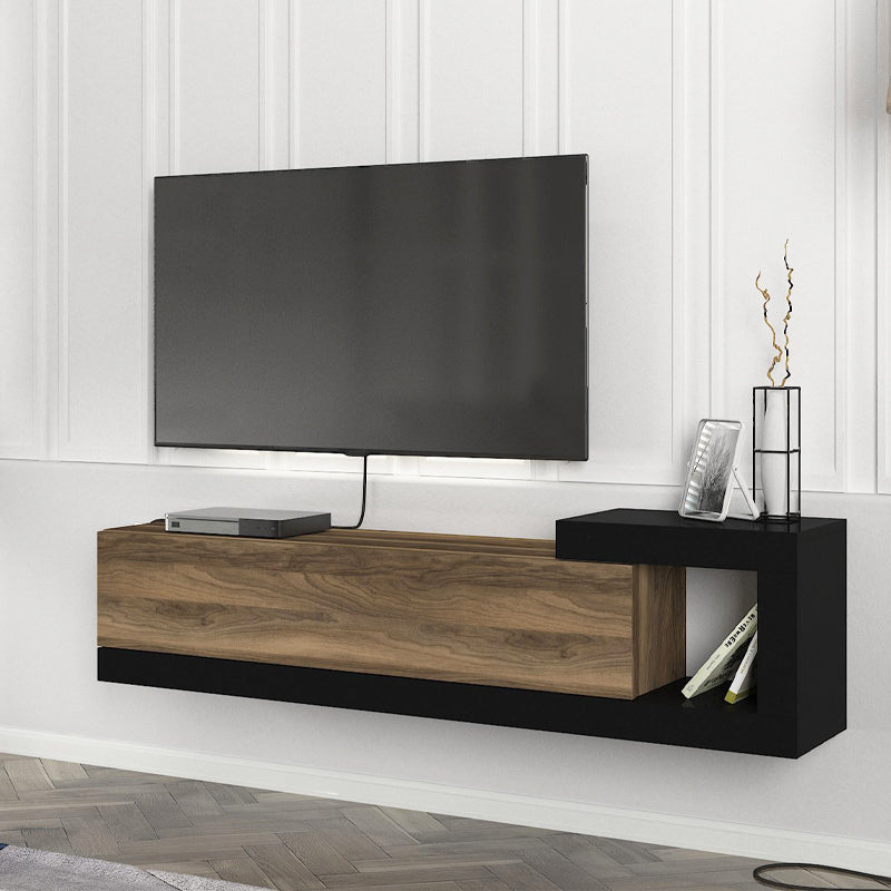 Стенно ТВ шкафче Volare меламин в цвят орех - черно 150x29,6x38,6cm.
