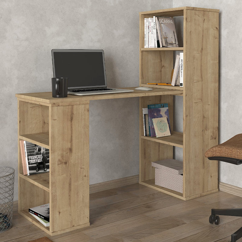 Последно полиморфно работно бюро от меламин в цвят sapphire oak 119x44.7x123cm.