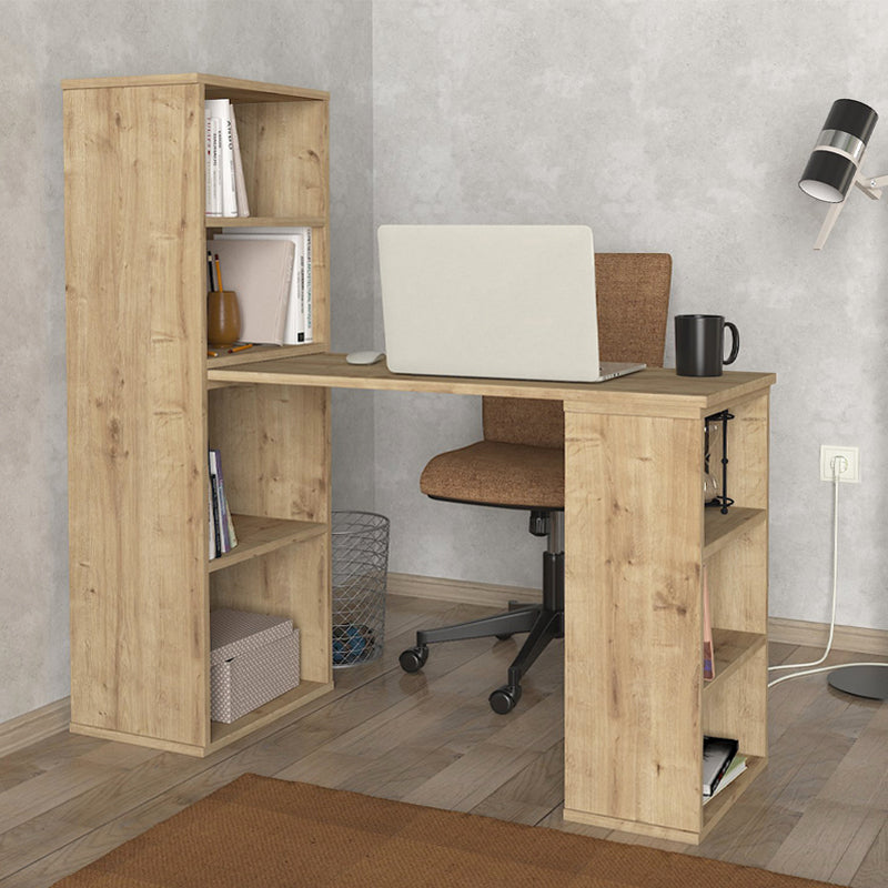 Последно полиморфно работно бюро от меламин в цвят sapphire oak 119x44.7x123cm.