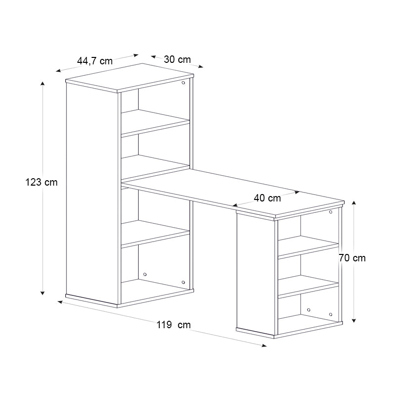 Последно полиморфно работно бюро от меламин в цвят sapphire oak 119x44.7x123cm.