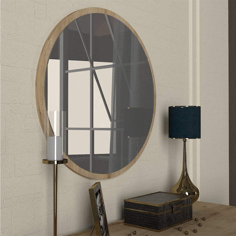 Glob Μegapap melamine mirror in sapphire oak color 59x2x59cm.