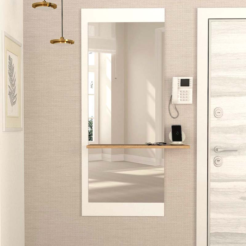 Piyar Μegapap melamine mirror in white color 60x14,6x150cm.