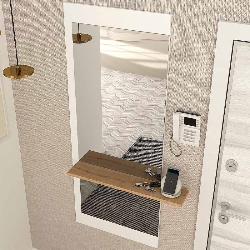 Piyar Μegapap melamine mirror in white color 60x14,6x150cm.