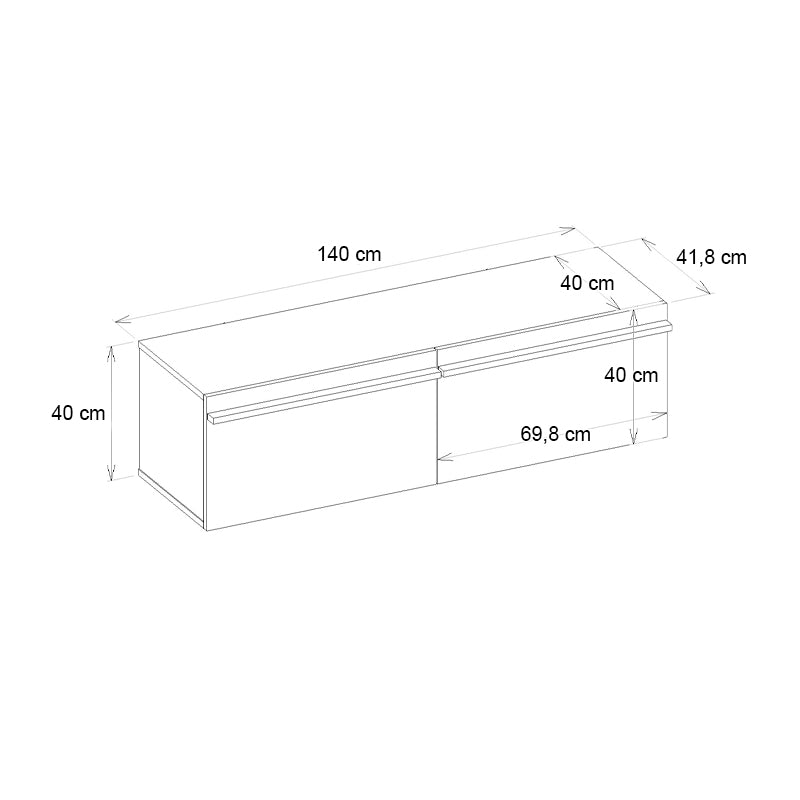 Morel меламинов стенно ТВ шкафче с LED осветление в черен цвят 140x41.8x40cm.