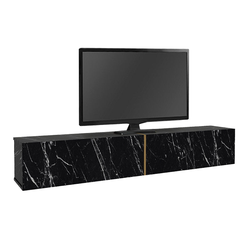Стенно ТВ шкафче Figure с LED осветление в черен мраморен ефект 181.8x31.7x30cm.