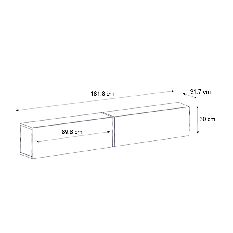 Стенно ТВ шкафче Figure с LED осветление в черен мраморен ефект 181.8x31.7x30cm.