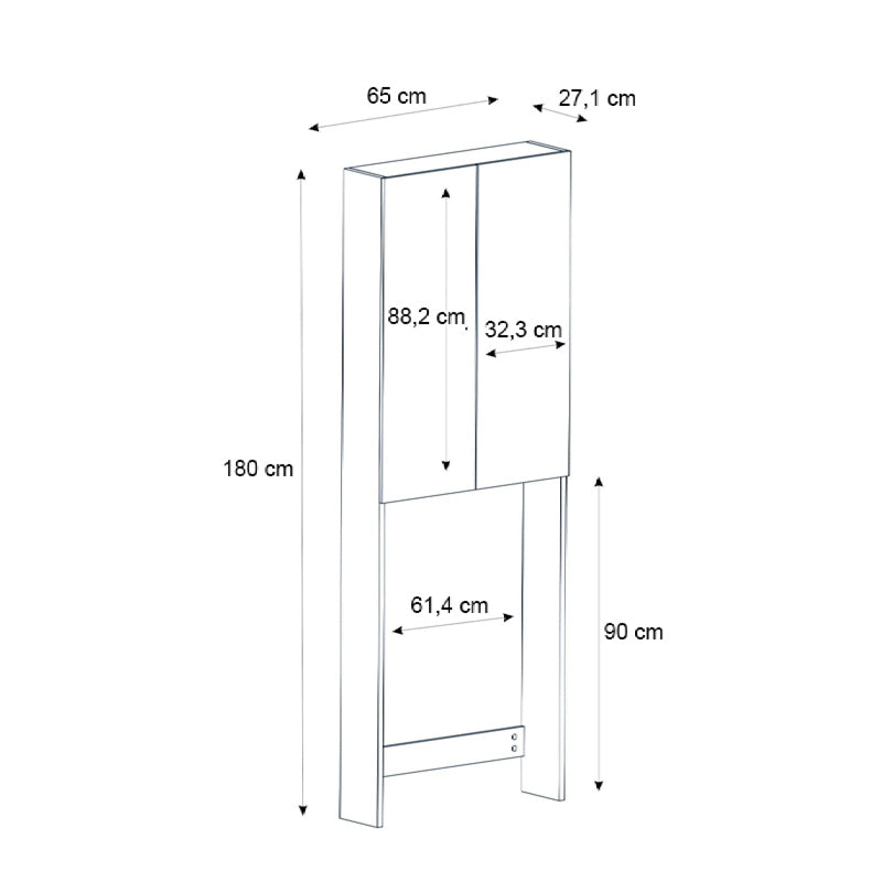 Romme меламинов шкаф за пералня в черен цвят 65x27,1x180cm.