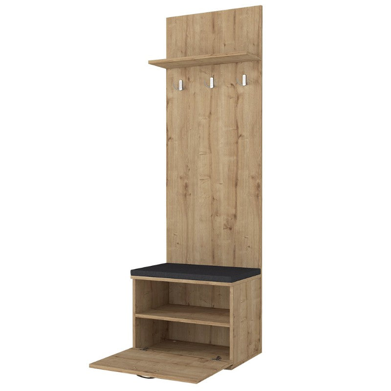 Track стойка за палта с меламин в цвят сапфирен дъб 60x38,2x190cm.
