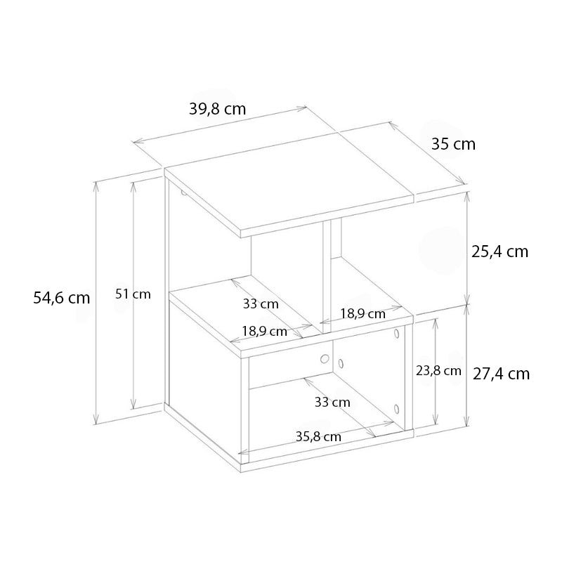 Entiero нощно шкафче от меламин в цвят сапфирен дъб 39.8x35x54.6cm