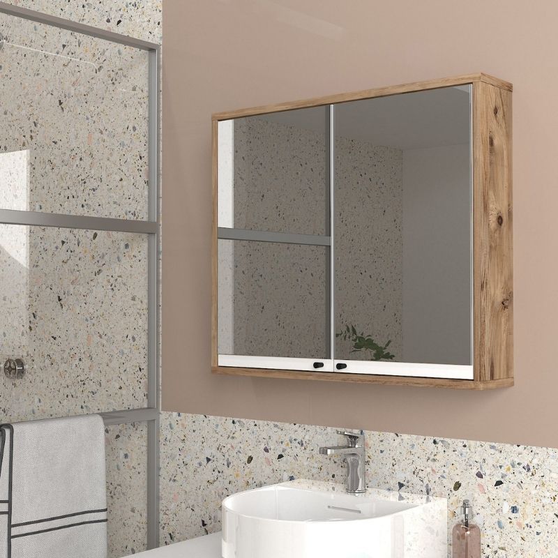 Melamine огледало за баня Lilian цвят atlantic pine 75x14.6x65cm.
