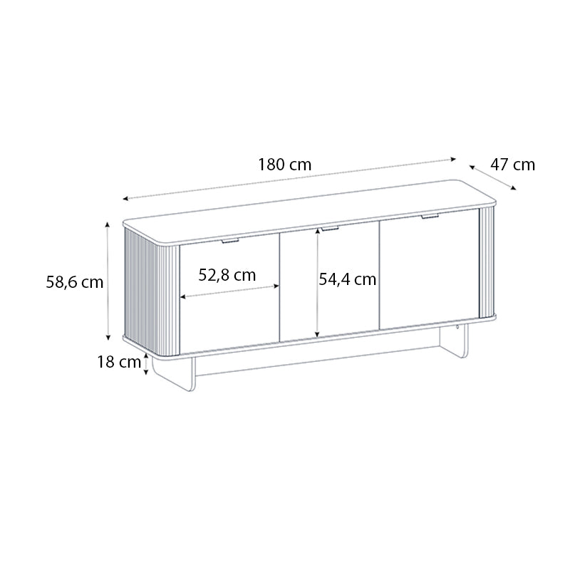 Bohema меламинова конзола в слонова кост - цвят sepet oak 180x47x76.6cm.