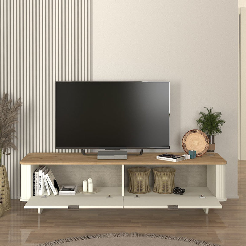 Bohema меламинова ТВ стойка в цвят слонова кост - сепет дъб 180x47x45.6cm.