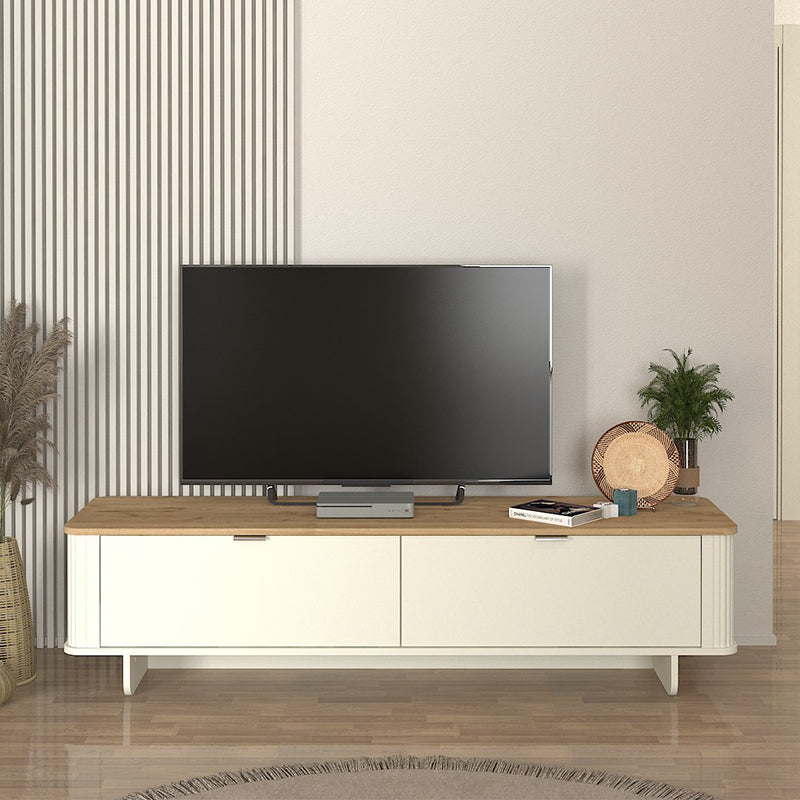 Bohema меламинова ТВ стойка в цвят слонова кост - сепет дъб 180x47x45.6cm.