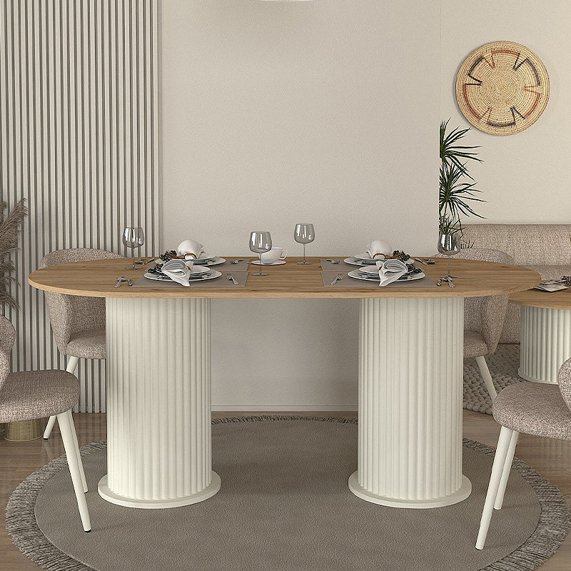 Bohema Трапезна маса от меламин в слонова кост - цвят сепет дъб 180x90x77,7cm.