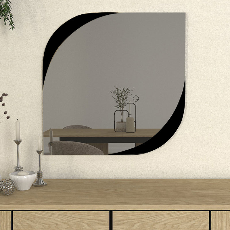 Lava огледало от меламин в черен цвят 70x2.2x70cm