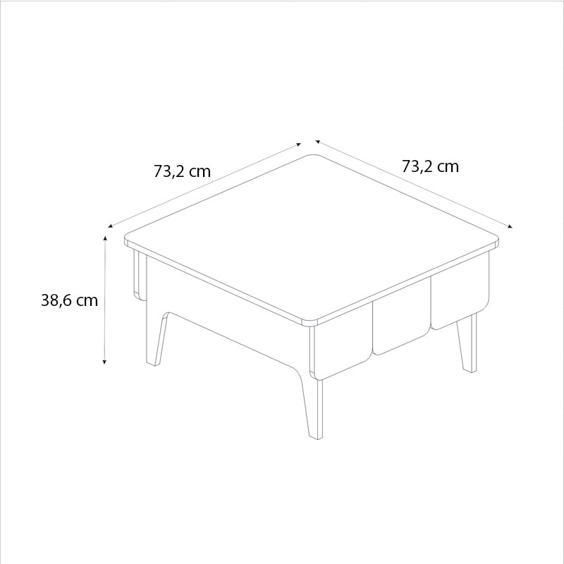 Pedro меламинова холна маса в антрацит - цвят рота дъб 73.2x73.2x38.6cm.