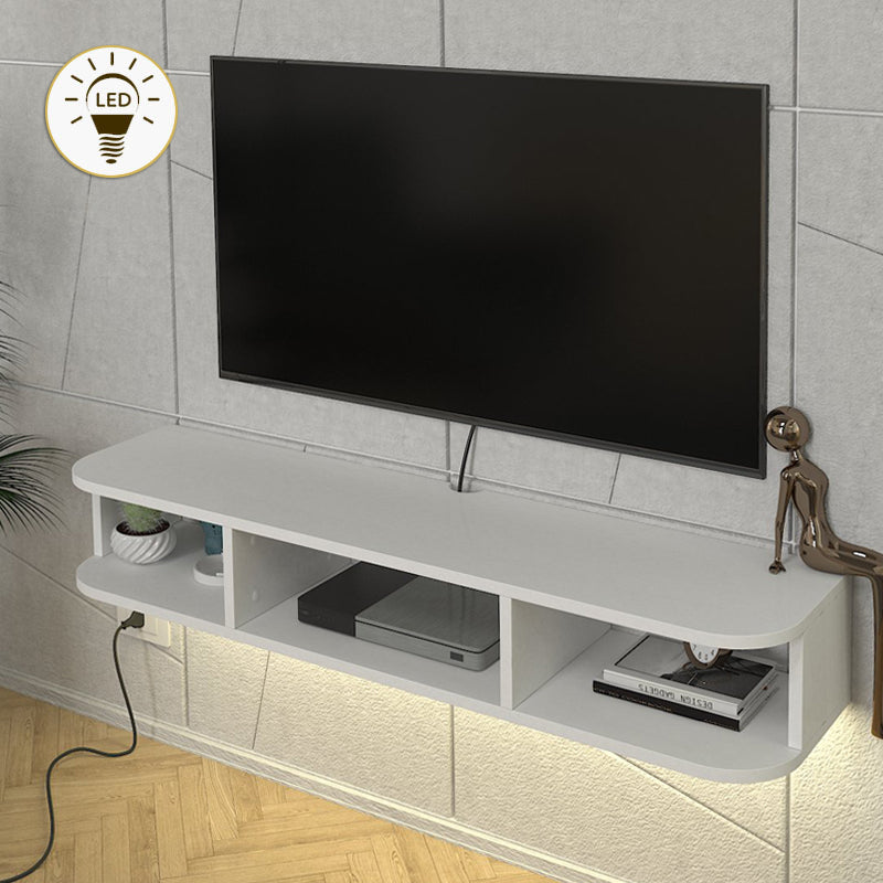 Стенно ТВ шкафче Bask меламин с LED осветление в бял цвят 120x29.6x19.2cm.