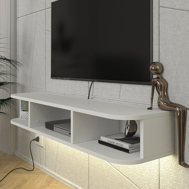 Стенно ТВ шкафче Bask меламин с LED осветление в бял цвят 120x29.6x19.2cm.