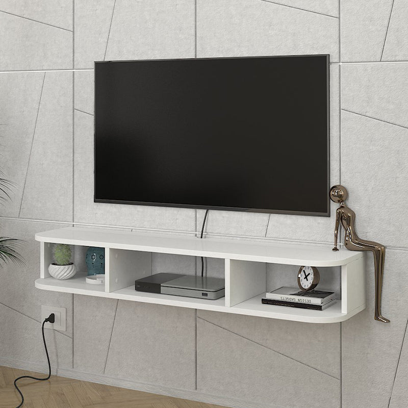 Стенно ТВ шкафче Bask меламин с LED осветление в бял цвят 120x29.6x19.2cm.